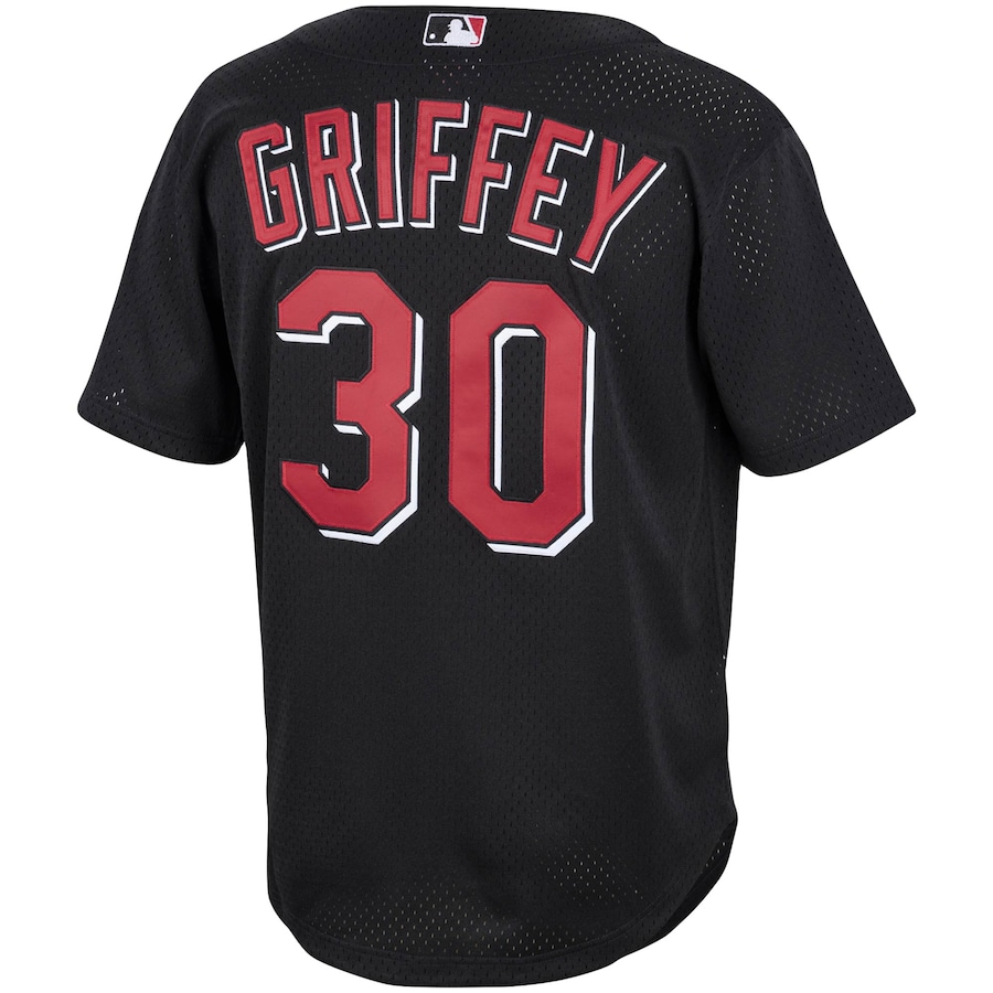 CUSTOM NAME & NUMBER Cincinnati Reds Mitchell & Ness Cooperstown Collection Mesh Batting Practice Button-Up Jersey - Black