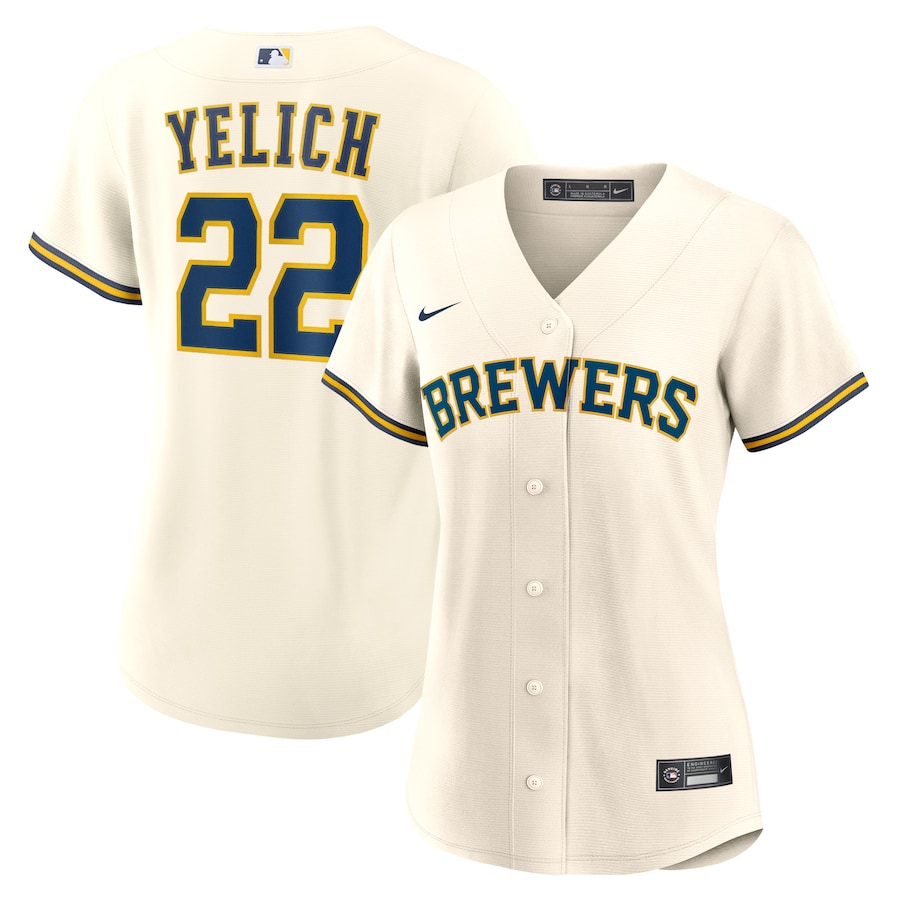 CUSTOM NAME & NUMBER Milwaukee Brewers Women's Home Replica Player Jersey - Cream