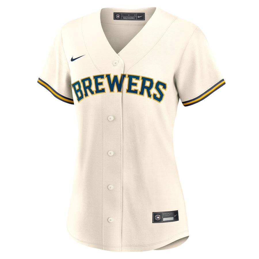 CUSTOM NAME & NUMBER Milwaukee Brewers Women's Home Replica Player Jersey - Cream