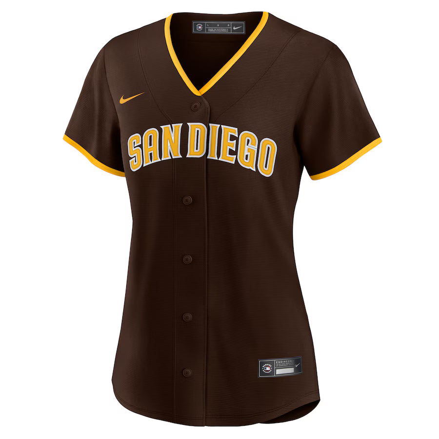 CUSTOM NAME & NUMBER San Diego Padres Nike Women's Road Replica Player Jersey - Brown