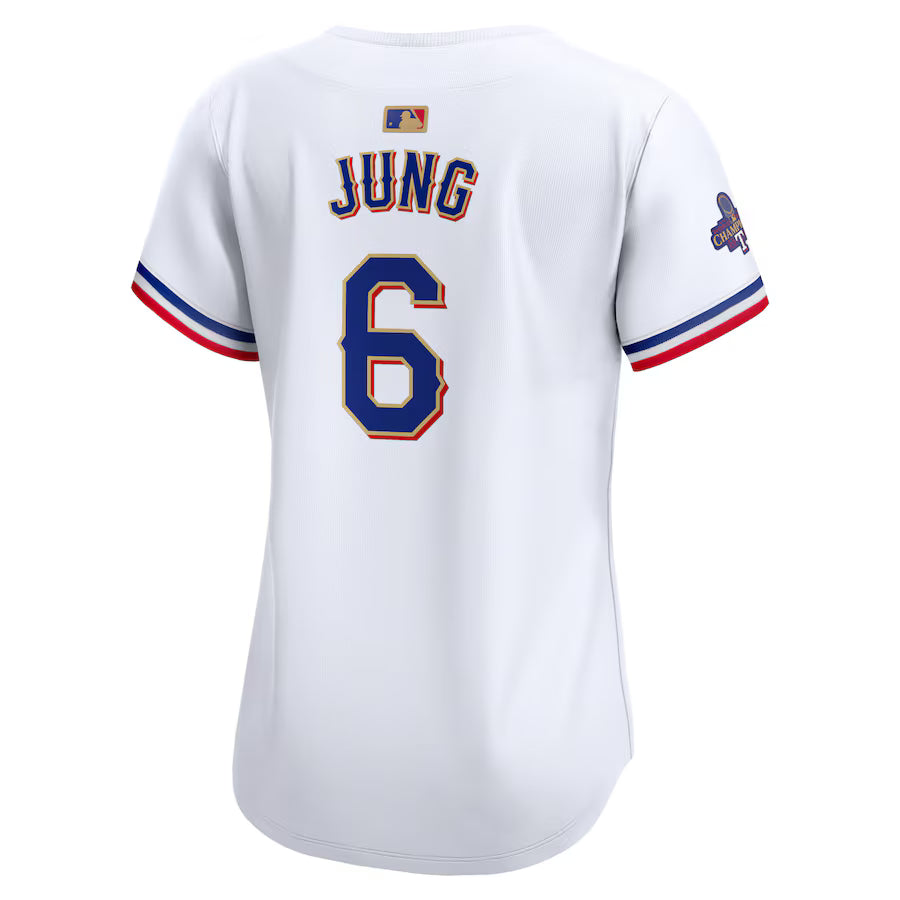 CUSTOM NAME & NUMBER Texas Rangers Women's 2024 Gold Collection Limited Player Jersey – White